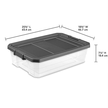 Sterilite 12-Pack Modular Stacker Box, Durable Clear Plastic Storage Bins with Latching Lids, 40 Quart - Stackable Organizing Container Boxes for Closet, Bathroom, and Office