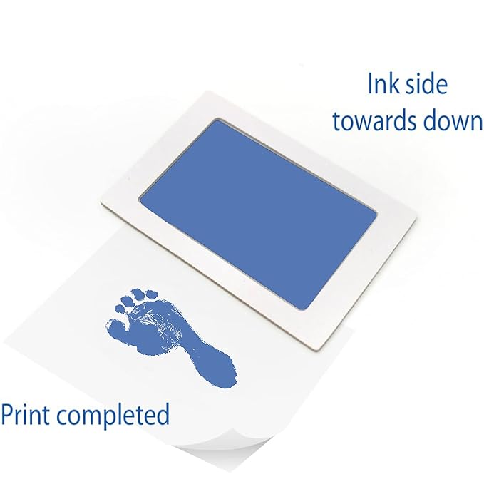 Large Clean Touch Ink Pad for Baby Handprints and Footprints – Inkless Infant Hand & Foot Stamp – Safe for Babies, Doesn’t Touch Skin – Perfect Family Memory or Gift, Blue Print Kit by Tiny Gifts