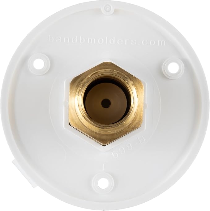 RecPro RV Camper Motorhome Trailer Marine White City Water Fill Inlet Flange Brass with Check Valve (with Hose Elbow)