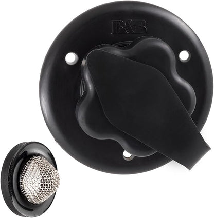 RecPro RV City Water Fill Inlet | Black | Optional Hose Elbow | Flange Brass with Check Valve | Camper | Trailer | Marine (No Hose Elbow) | Made in America