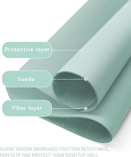 YSAGi Non-Slip Leather Desk Pad L Size, Waterproof Laptop Computer Desk Keyboard Mat, Table Protector Blotter Mat, Large Mouse Pad for Office/Work/Home/Decor(Mint Green, 35.4" x 17")