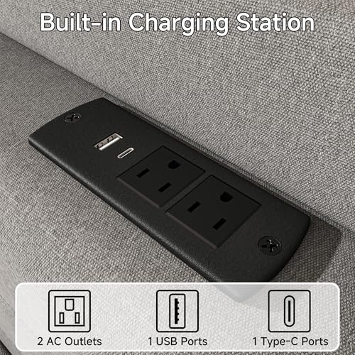 King Linen Multifunctional Bed with Charging Station & Storage Headboard