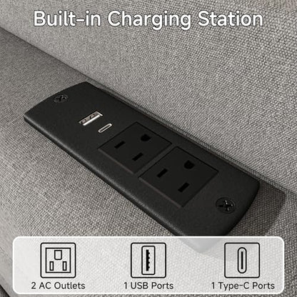 King Linen Multifunctional Bed with Charging Station & Storage Headboard