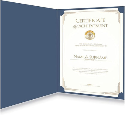 HAUTOCO 10 Pack Certificate Holders, Navy Blue Diploma Holders, Document Award Covers Certificate Folders with Gold Foil Border for 8.5x11 Letter Size