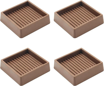 VOCOMO 2X2 Rubber Caster Cups, Non Slip Furniture Pads, Anti-Slip Furniture Gripper, Anti Skid Furnitures Feet, Anti Slide Floor Protector for Bed Couch Table Chair Stoppers - 4 Pack, Brown