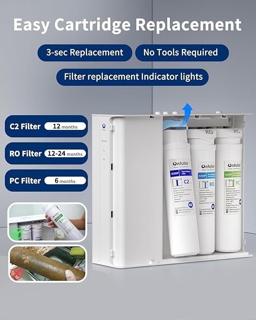 Ontulor S3OP C2 Post Carbon Filter, Improves Taste & Removes Residual Odor – Replacement Cartridge for Ontulor S3OP RO System (S3OP-With Tank-C2)