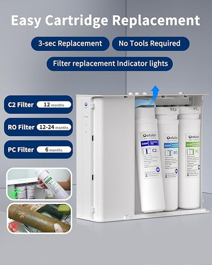 Ontulor S3OP C2 Post Carbon Filter, Improves Taste & Removes Residual Odor – Replacement Cartridge for Ontulor S3OP RO System (S3OP-With Tank-C2)