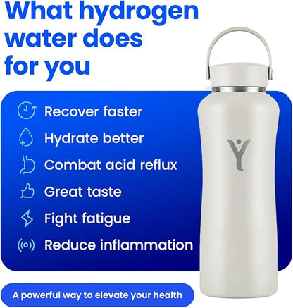 DYLN Hydrogen Water Bottle | Create Hydrating Alkaline Hydrogen-Rich Water Up to 9 pH | Vacuum Insulated Stainless Steel Water Bottle | Keeps Water Cold for 24 Hours