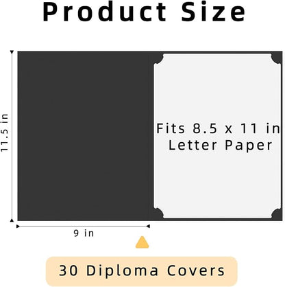 HAUTOCO 30 Pcs Certificate Holders, Black Diploma Folders Document Covers with Gold Foil Border for Letter Size 8.5x11 Cardstock, Award, Graduation