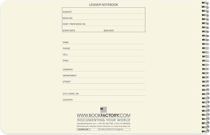 BookFactory Accounting Ledger Notebook/Large 4 Column Accounting Ledger Columnar (Four Columns) Log Book - 17'' x 11'', 100 Pages, Wire-O Landscape Format (Made in USA)