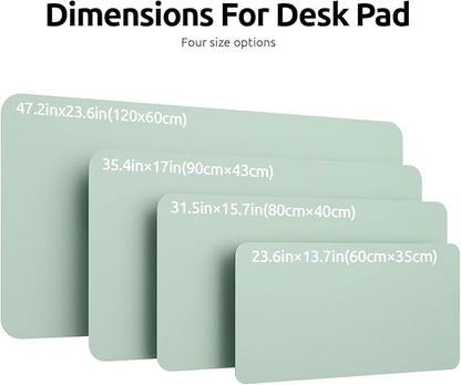 YSAGi Leather Desk Protector, Office Mat, Large Mouse Mat, Non-Slip PU Leather Blotter, Laptop Desk Pad, Waterproof Writing Pad for Office and Home (Pale Green, 35.4" x 17")