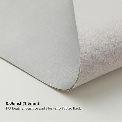 Leather Desk Mat - Non-Slip PU Desk Pad for Office and Home - Desk Organization and Accessories - Ideal for Large Mouse Pad and Desk Mats on Top of Desks (Silver,27.6"x 13.8")