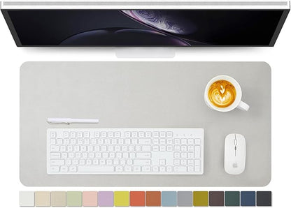 Leather Desk Mat - Non-Slip PU Desk Pad for Office and Home - Desk Organization and Accessories - Ideal for Large Mouse Pad and Desk Mats on Top of Desks (Silver,27.6"x 13.8")