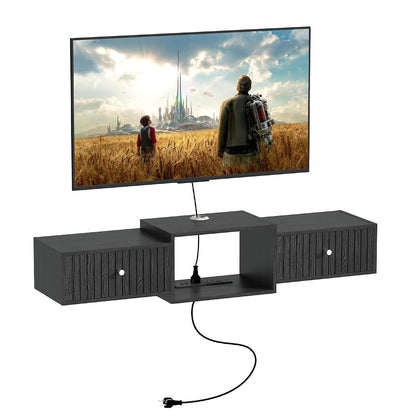 43" Floating TV Stand, Wood Entertainment Center with Big Storage