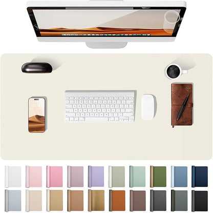 YSAGi Leather Desk Pad Protector, Office Desk Mat, Large Mouse Pad, Non-Slip PU Leather Desk Blotter, Laptop Desk Pad, Waterproof Desk Writing Pad for Office and Home (Cream, 23.6" x 13.8")