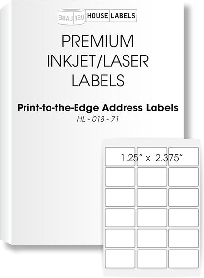 HOUSELABELS 18-up Address Labels (2-3/8" x 1-1/4") for Laser and Inkjet Printers, 200 Sheets