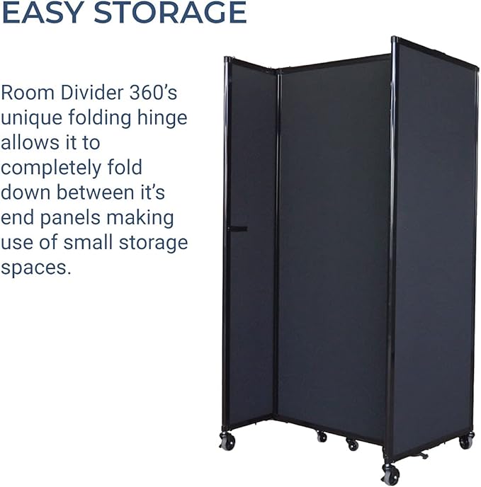 Versare Straightwall Sliding Portable Wall Partition | Freestanding Office Dividers | Locking Wheels | Temporary Room Separator | 11'3'' Wide x 7'6'' Tall Royal Blue Fabric Panels