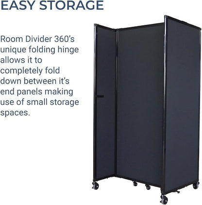 Versare Straightwall Sliding Portable Wall Partition | Freestanding Office Dividers | Locking Wheels | Temporary Room Separator | 11'3'' Wide x 5' Tall Cloud Gray Fabric Panels