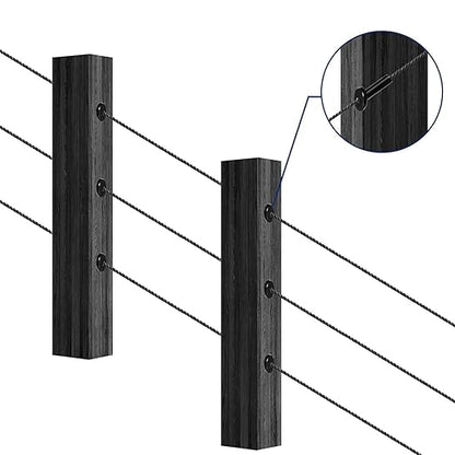 RiaYer 20 Pack 45 Degree Angle Protective Sleeves, Black Cable Railing Corner Protector Sleeve Beveled for 1/8" Wire Rope, T316 Marine Grade Cable Railing Kit with Two Drill Bit for Wood Posts HF039B
