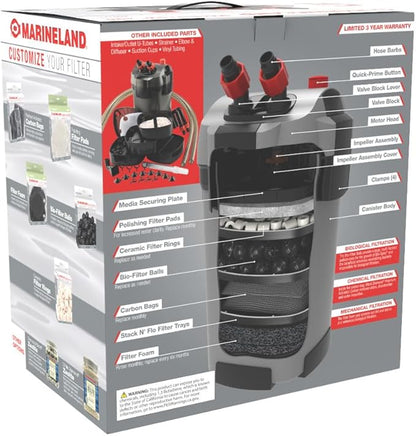 Marineland Magniflow Canister Filter For aquariums, Easy Maintenance,Black