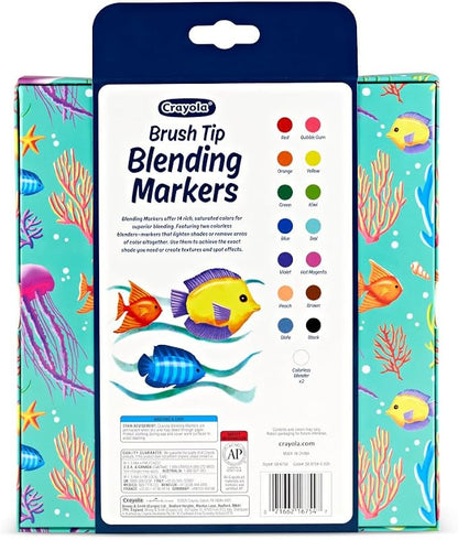 Crayola Blending Marker Set, 16 Count Markers, 2 Colorless Blenders, Adult Coloring Markers, Gifts for Teens & Adults