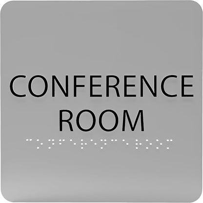 ADA CENTRAL SIGNS - 6" X6" Conference Room Sign- ADA Compliant Tactile Graphics Grade 2 Braille Text Acrylic Wall Signs - Authorized Personnel Only, Meeting Privacy Door Sign for Schools, and Offices