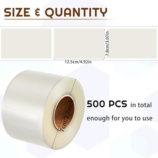 Zonon 500 Pcs Clear Labels Label Protector Clear Stickers Wafer Seals Waterproof Labels for Protecting Barcodes, Numbers and Stickers (3 x 5 Inch,Rectangle)