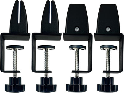 Jhanw 4-Pack Adjustable Aluminum Desk Clamps - Fits 1/8" to 51" Panels, Black Plexiglass/Privacy Screen Clips for Office Dividers & Sneeze Guards