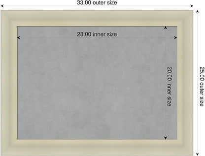Amanti Art Silver Framed Magnetic Board 25x33 Medium Vision Board for use with Magnets, 100% Metal Sheet to Display Items as Office Decor or for Home Organization in mudroom, Kitchen or Kids Room