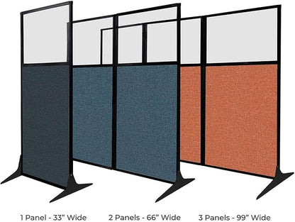 Versare Workstation Partition | Portable Wall Divider | Modern Office Cubicle | Free Standing Privacy Screen | Flexible Work Space | 66" x 70" Urban Oak Wood Grain Panels No Window