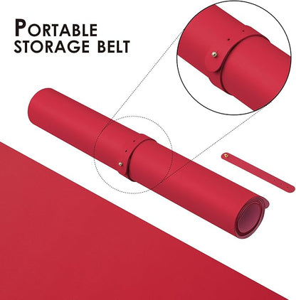 Leather Desk Mat - Non-Slip PU Desk Pad for Office and Home - Desk Organization and Accessories - Ideal for Large Mouse Pad and Desk Mats on Top of Desks (Rose Red,27.6"x 13.8")