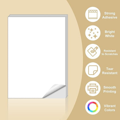 BESTEASY Sticker Paper 8.5" x 11" Full Sheet Label Stickers for Laser & Inkjet Printers, Self-Adhesive Paper Shipping Labels (8000 Sheets,8000 Labels)
