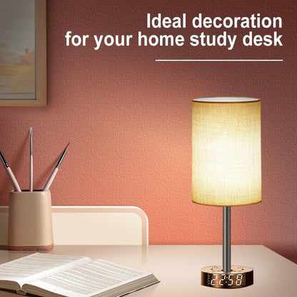 Touch Control Nightstand Light Bedside Table Lamp with USB C Charging Ports Alarm Clock 3 Way Dimmable Lamp for Bedroom Living Room Home（Gray） Thanksgiving Gifts