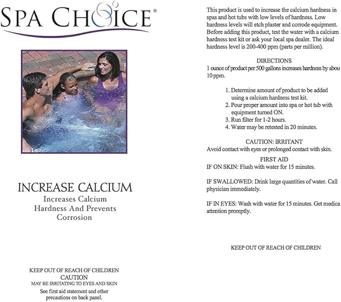 SpaChoice 1-Quart 2-Pack Premium Increase Calcium, Liquid Calcium Hardness Increaser Hot Tub, Made in USA