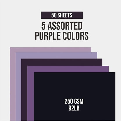 BearBoss Purple Cardstock Paper 8.5x11 50 Sheets, Heavyweight 92lb Cover for Crafts DIY Cards Making