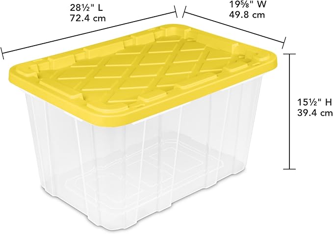 Sterilite 12 Pack Industrial Storage Box with Comfort Carrying Handles, 27 Gal, Yellow