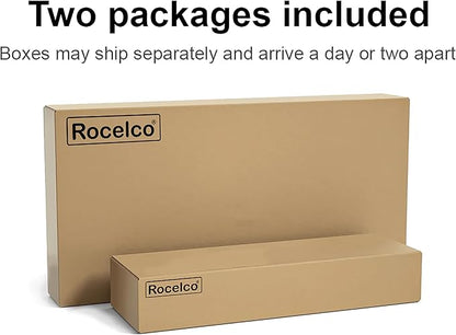Rocelco 40" Height Adjustable Standing Desk Converter with AC Outlet USB Charger and Dual Monitor Arm Mount - Sit Stand Up Tabletop Riser - Sliding Keyboard Tray - Black (R DADRB-40-ACUSB-MA2)