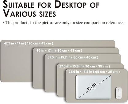 Leather Desk Mat - Non-Slip PU Desk Pad for Office and Home - Desk Organization and Accessories - Ideal for Large Mouse Pad and Desk Mats on Top of Desks (Light Gray,36"x 17")