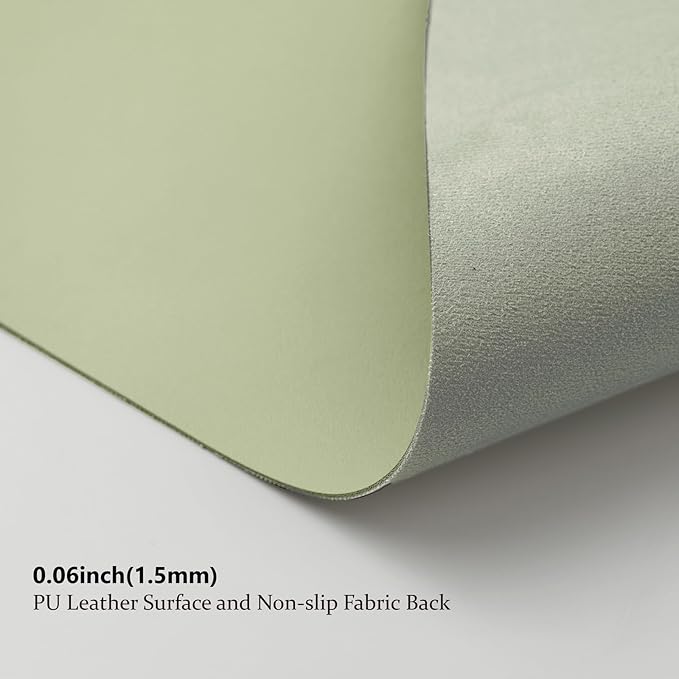 Leather Desk Mat - Non-Slip PU Pad for Office and Home - Organization Accessory - Ideal for Large Mouse Pads (Light Green, 31.5" x 15.7")