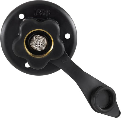 RecPro RV City Water Fill Inlet | Black | Optional Hose Elbow | Flange Brass with Check Valve | Camper | Trailer | Marine (No Hose Elbow) | Made in America