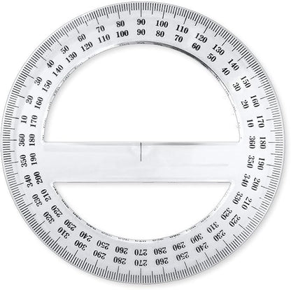 Pack of 24, 360-degree Protractor, 12.5cm (4.92") Diameter, Crystal Clear