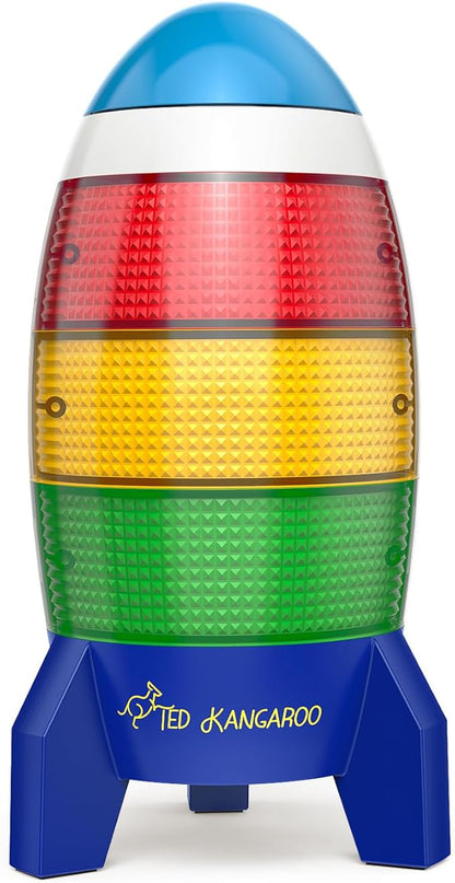 Countdown Timer! Blast Off Visual Timer for Kids with Audio Rocket, 0-24 Hour Countdown, Memory Function, Red Yellow Green Light, Easy Setup, Battery Operated for Classroom and Home Use