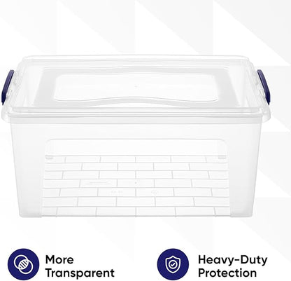 Superio Storage Bins with Lids, Clear Plastic Containers for Organizing, Stackable Totes, BPA Free, Odor Free, Organizer Boxes for Home, and Dorm (2 Pack, 28.5 Qt)