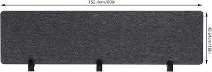 ReFocus Raw Clamp-On Acoustic Desk Divider Mounted Privacy Panel Set – Reduce Noise & Visual Distractions for Office, Study (Anthracite Gray, 2× Panels (60"×16"))