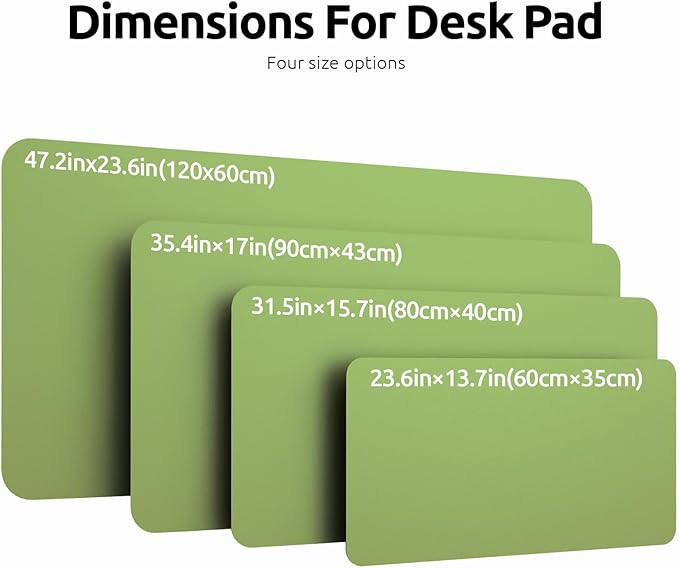 YSAGi Leather Desk Protector, Office Mat, Large Mouse Mat, Non-Slip PU Leather Blotter, Laptop Pad, Waterproof Writing Pad for Office and Home (Leaf Green, 31.5" x 15.8")