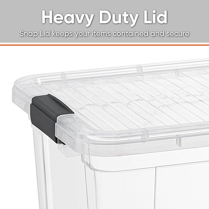 Superio Storage Bins with Lids- 2 Pack, 6.6 Qt Clear Boxes for Organizing, Stackable Plastic Containers- BPA Free, Non-Toxic, Odor Free, Organizer for Home, Office, Dorm