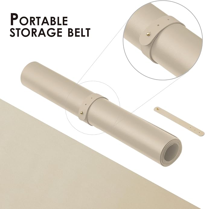 HOMIEAZICOZI Leather Desk Mat - Non-Slip PU Pad for Office and Home Organization Accessories Ideal Large Mouse Mats on Top of Desks (Champagne Gold,36''x 17'') (DPD-CG-L)
