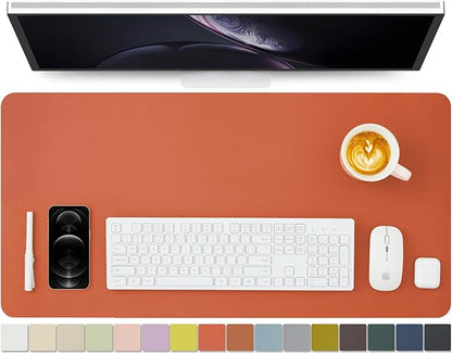 Leather Desk Mat - Non-Slip PU Desk Pad for Office and Home - Desk Organization and Accessories - Ideal for Large Mouse Pad and Desk Mats on Top of Desks (Orange,31.5"x 15.7")