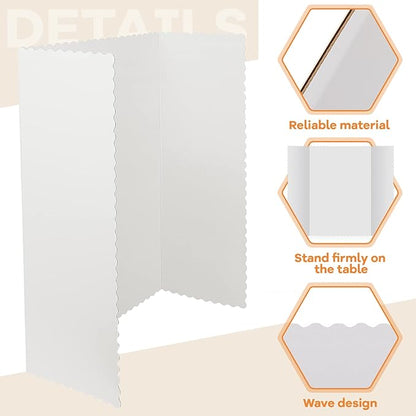 Henoyso 8 Pcs 36 x 48 Inch White Trifold Poster Board for Science Fair School Business Project Exhibition Large Tri Fold Presentation White Display Board Foldable Paperboard