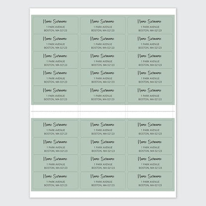 Dotty about Paper Personalized Sage Green Colorblock - Return Address Labels x 100